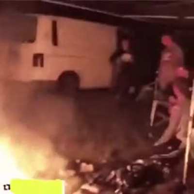 Bicycling beside fire