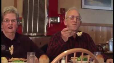 Old couple try their best to say &ldquo;Pie that&rsquo;s baked in a buttery flaky crust&rdquo; in Advertisement