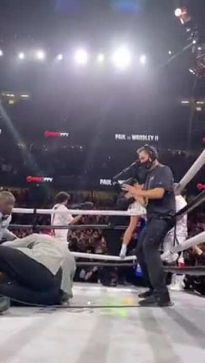 Ring Side View Of Jake Paul KO'ing Woodley