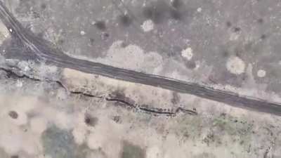 russian soldiers observed by UA drone, then VOG drop. Ukraine 2023