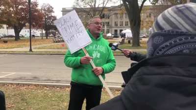 Racist in Kenosha with a "Black Crime Matters" sign repeatedly says the n-word!
