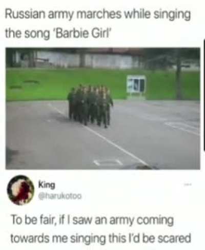 "So how did you win the war?" "By singing a song about barbies."