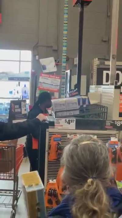 Antimask Karen visits Home Depot and yells at customers.