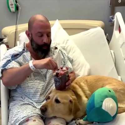 Man&rsquo;s dog was by his side the entire time he was at the hospital