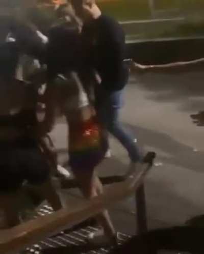 Girl hits guy and guy fights back