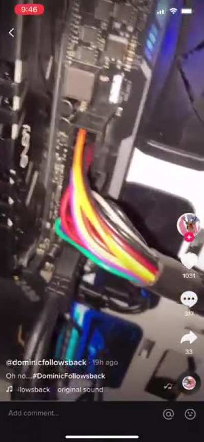 Dumb kid installs pc part with pc still on
