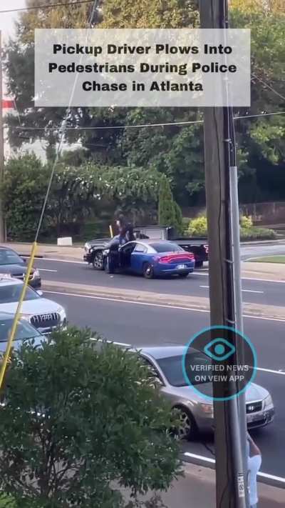 Pickup Driver Plows Into Pedestrians During Police Chase in Atlanta