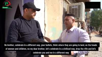 "Celebrate in a civilized way" Anti shooting in the air ad and by the Iraqi Social Police,2019 
