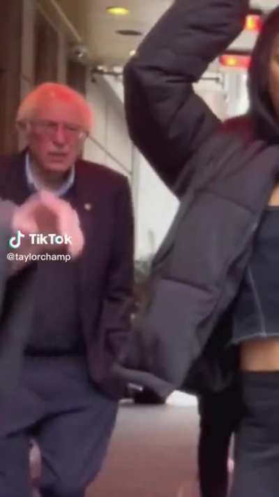 Bernie Sanders accidentally walks into a TikTok video