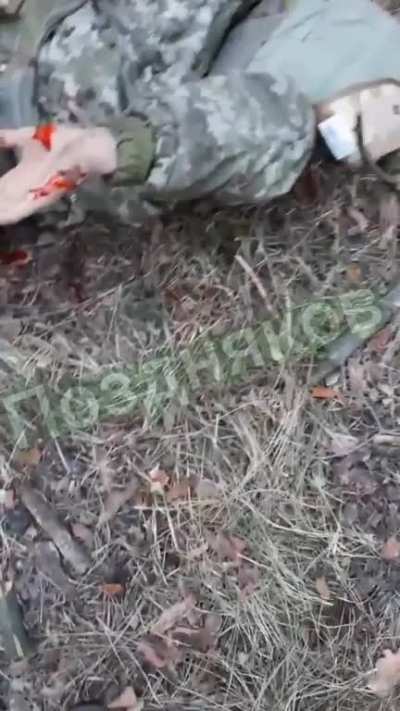 Possible war crime. Russians captured a Ukrainian soldier, the video ends with the words "I'm going to cut out your eyes now." The further fate of the soldier is currently unknown.