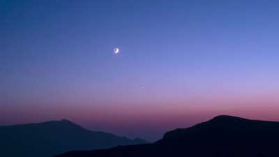 Moon and Venus at sunset