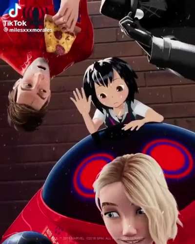 i never knew the spiderverse movie made this little clip. it&rsquo;s so cute seeing the og squad together