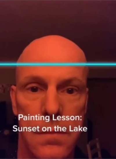 Painting lesson: sunset on a lake