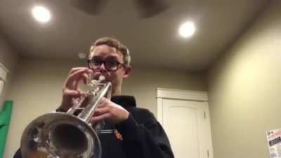 Guy plays a high C then passes out