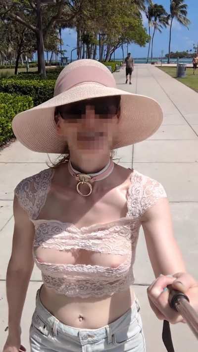 Another teaser of my newest video where I walk around town wearing a top with serious nipslip! The 13-minute video is on my Fansly page.