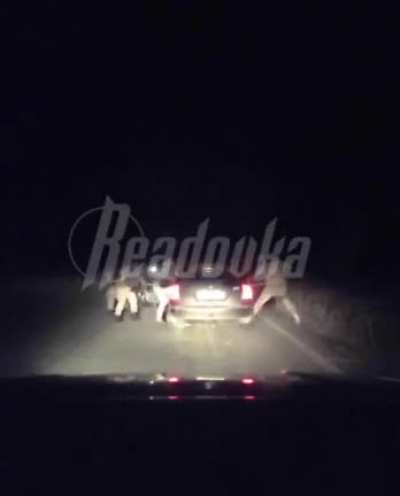 Translation from the telegram chat description: &ldquo;Azov militants shoot civilians right on the highway near Mariupol. Really scary video&rdquo;