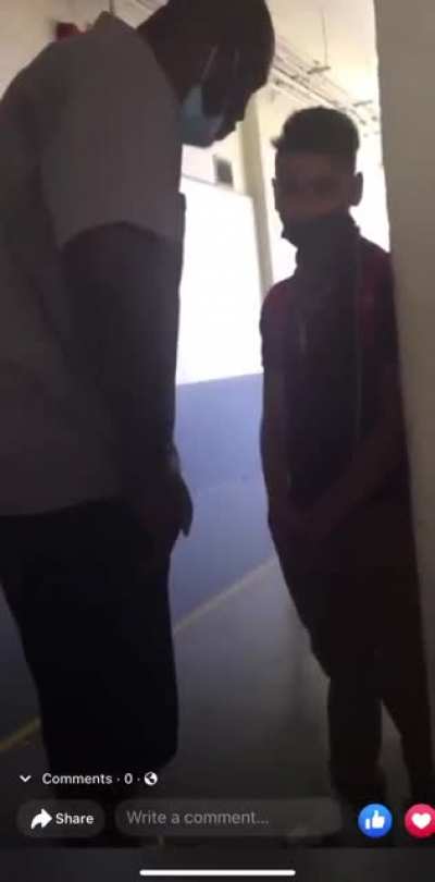 Teacher hits a student