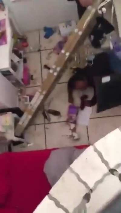 Guy refused to hire an electrician proceeded to work with the ladder placed on the staircase.