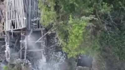 Russian soldier head buts Ukrainian fpv in a forest 