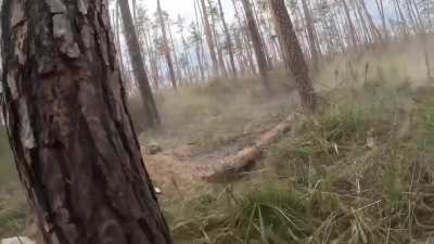 Ukrainian squad attacking Russian positions