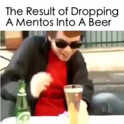 This is what happens when you put Mentos in beer