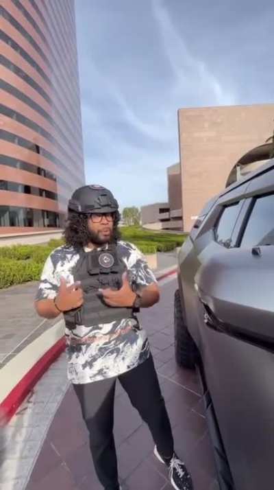 To get pepper sprayed by a car