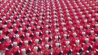Chinese military parade at the sound of Hell March.