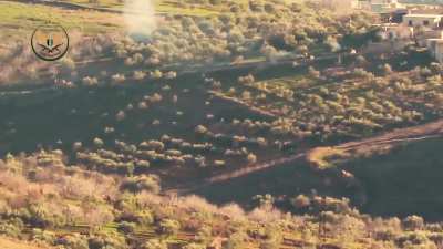 NLF ATGM team hits an SAA armored column moving through al-Fatira, Idlib - 3/1/2020