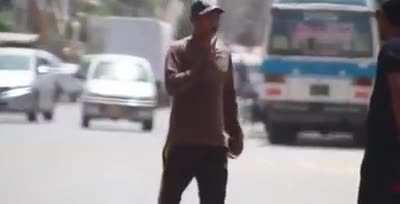 Dude gets a tight slap after honking an air horn near a guys ears