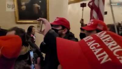 New Video angle shows Cops walking away and letting mob break into the Capitol, Domestic Terrorist Babbit getting shot.