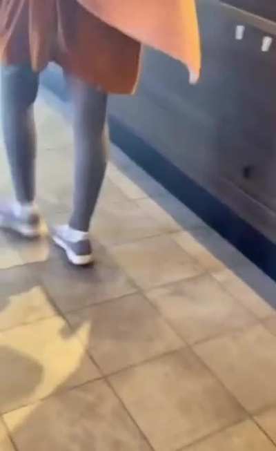 Karen throwing food on ground because of a Starbucks tantrum
