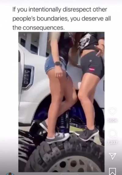 When you think you can just get on someone else&rsquo;s truck tires >:[