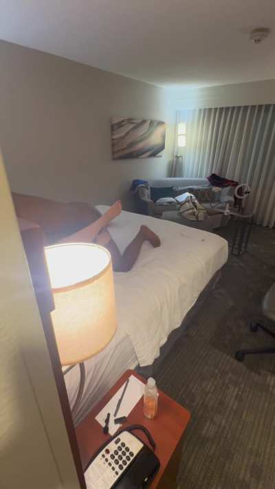 Have Hubby an address and a room number Told him to come in, but not interrupt