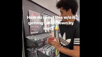 Instagram "influencer" eating ice cream off the store shelf then putting it back