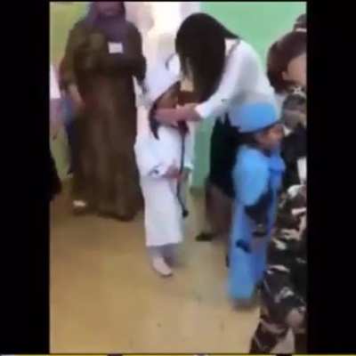 War psycho in Azerbaijan still continues. In one of the kindergartens little children were dressed as wounded veterans (Qazi)