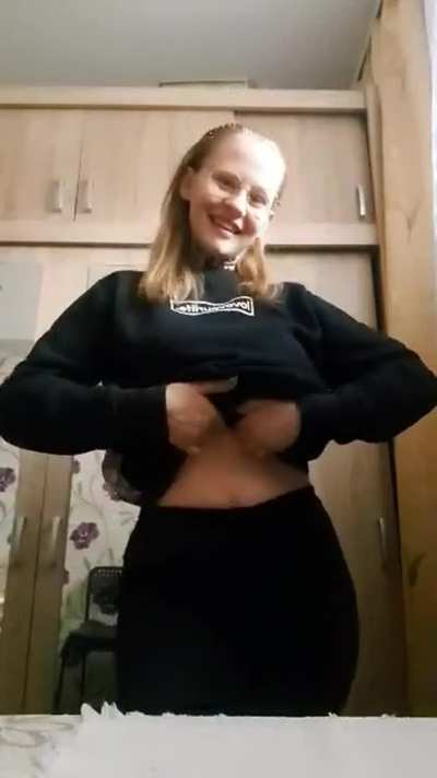 I am a modest girl with glasses, under the blouse is already less modest.