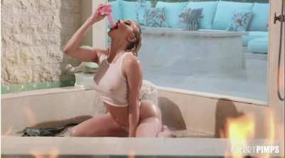 Kenzie Anne Steamy Shower Dildo Riding