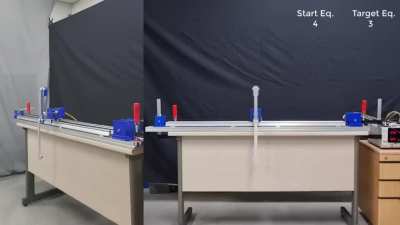 World's first video of 56 transition controls for a triple inverted pendulum