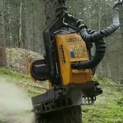 This tree cutting machine walked straight out of a Sci-fi movie.