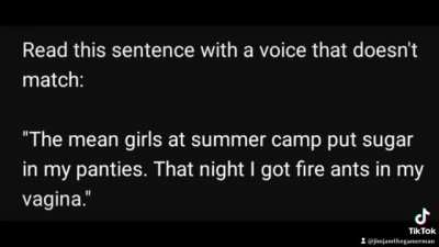 Read this sentence with a voice that doesn't match