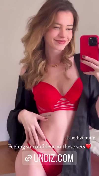 In green lingerie