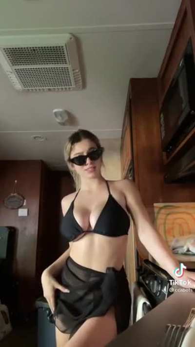 Large breasts in swim suit