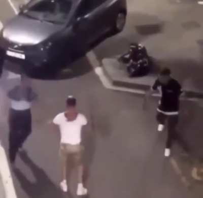 Guy gets hit so hard he has to stop to grab his soul before running away!!!!!!!