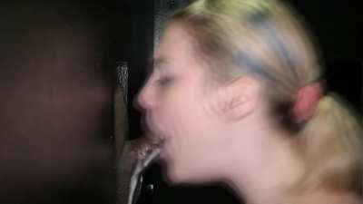 Gloryhole slut earns a load