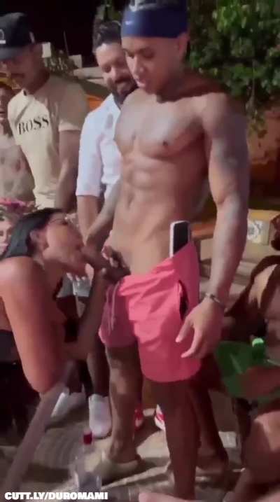 In front of her man too