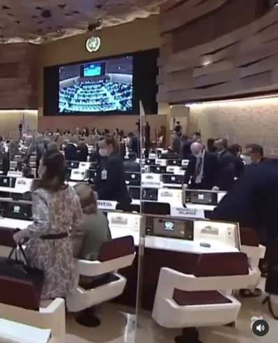 Almost the entire delegation of diplomats walked out of Sergey Lavrov&rsquo;s speech to the UN in Geneva today.