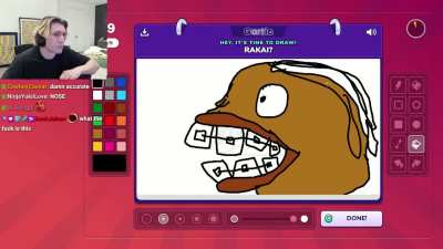 xQc drawing Rakai on Gartic Phone