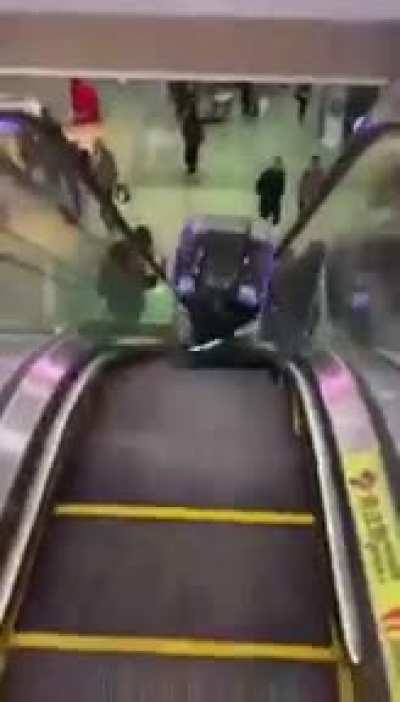 Hey look this robot boutta fall down the escalator I&rsquo;m gonna film this one sec