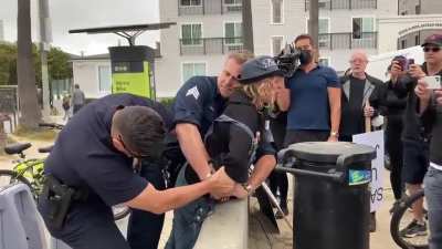Woman with a knife arrested at a rally for LA Mayoral candidate Joe Buscaino. She claimed she had the knife because "people try to rape me every day"