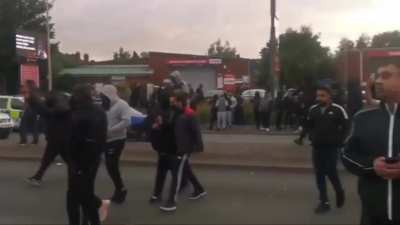 Hundreds of Muslims in Birmingham UK trying to intimidate people at an Hindu temple, 2 videos from both side of the fence! An internal civil war could be starting to happen with these two ethnic minority groups clashing